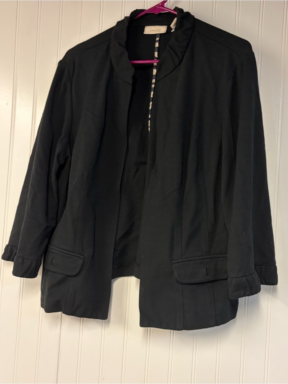 Chico's Black Open-Front Blazer Jacket Size 2 Large